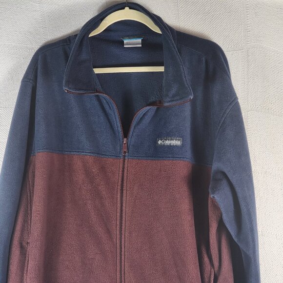 Columbia Sportswear Navy and Burgundy Full Zip Poly Fleece LS Sweater Jacket XXL - Picture 3 of 16